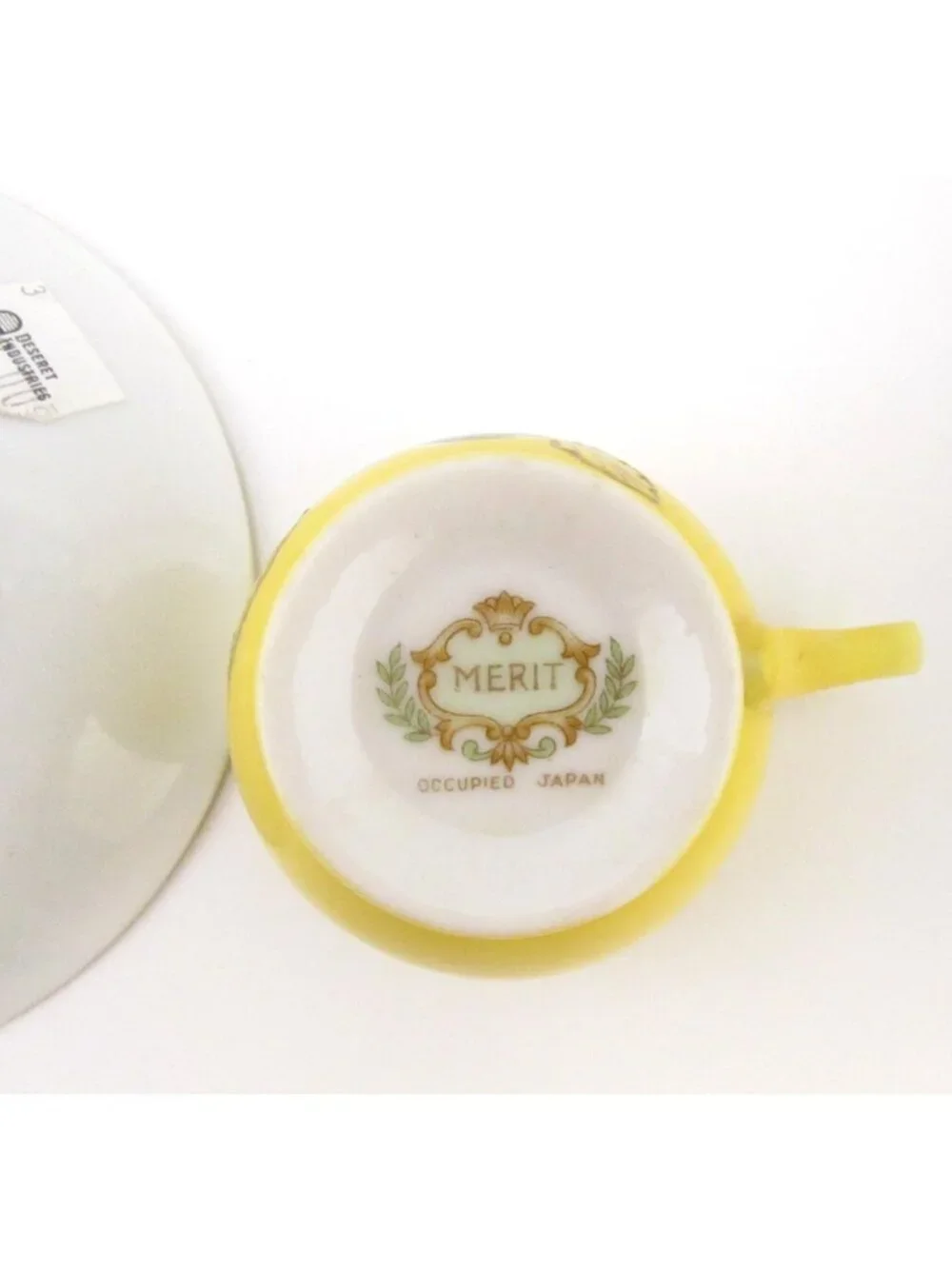 Vintage Tea Cup & saucer Yellow Floral Merit Made In Occupied Japan Hand Painted